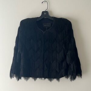 Black Fringe BCBG Crop Jacket, Size M